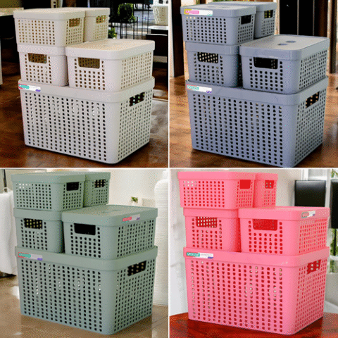 Kit 5 Caixas Organizadoras com Tampa Plástico Resistente Multiuso