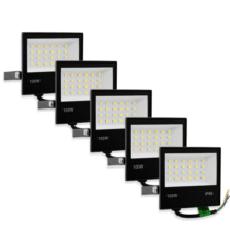 Kit 5 Refletores LED SMD 100W Holofote Branco Frio IP66 9000 Lumens