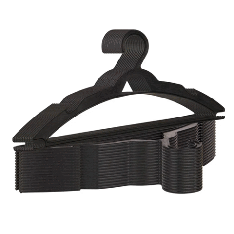 Kit 50 Cabides Achatados Plastico Paranoia Preto