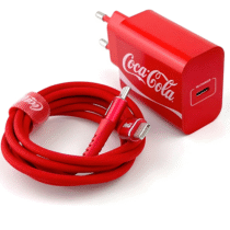 Kit Carregador + Cabo Usbc Coca- Cola 20w Vermelho