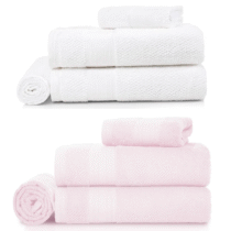 Kit Karsten 4 Toalhas Empire Fio Cardado Branco ou Rosa