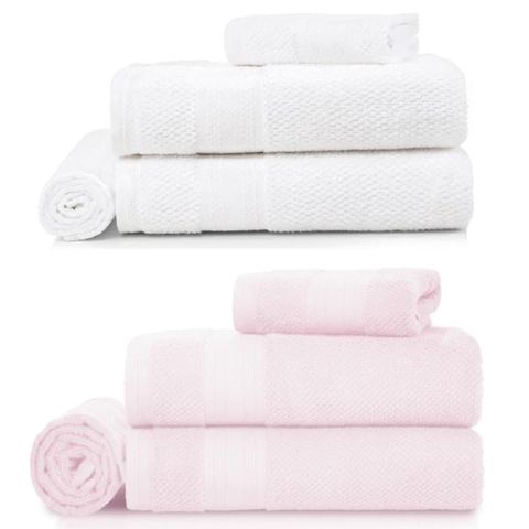 Kit Karsten 4 Toalhas Empire Fio Cardado Branco ou Rosa