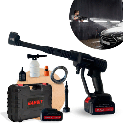 Kit Lavadora de Alta Pressão Portátil Gambit 21V + Bateria Recarregável + Acessórios e Maleta