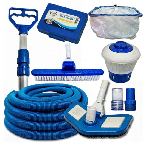 Kit Limpeza Piscina Completo Fibra Vinil Acessorios Aspirador Peneira