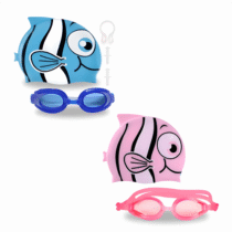 Kit Natação Infantil Peixinho Com Touca + Óculos + Protetores