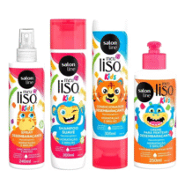 Kit Salon Line Kids Vegano Shampoo + Condicionador + Creme para Pentear + Spray Desembaraçante
