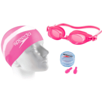 Kit Speedo de Natação Swim Touca + Óculos + Protetor de Ouvido Rosa