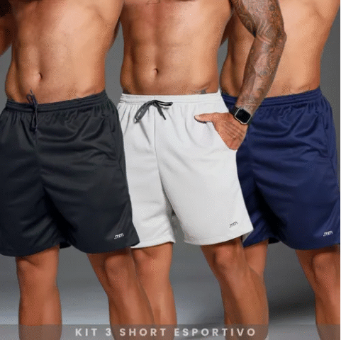 Kit 3 Shorts Futebol Bermuda Esporte Masculina .MM