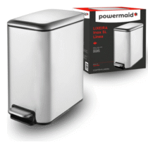 Lixeira Powermaid Inox Línea 5L Com Pedal Para Banheiro Escritório