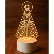 Luminária Religiosa Nossa Senhora Aparecida Acrílico LED Branco 3 Tons 3k/4k/65k