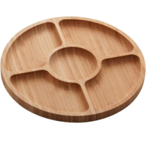 LYOR Petisqueira de Bambu com 5 Divisórias Round 25cm