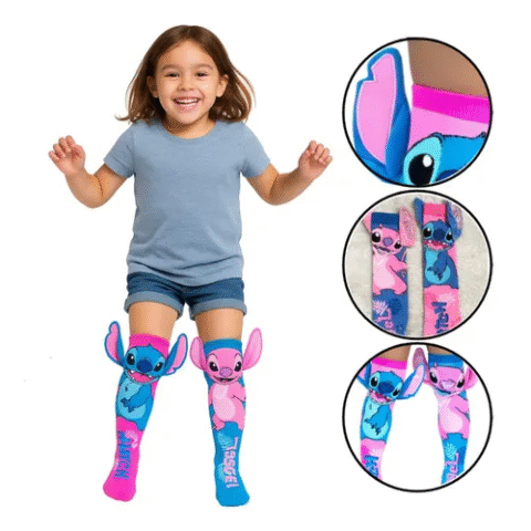 Meia Divertida Maluca 3D Stitch Angel Longa