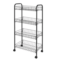 Mor Fruteira com Rodas 4 Andares Preta