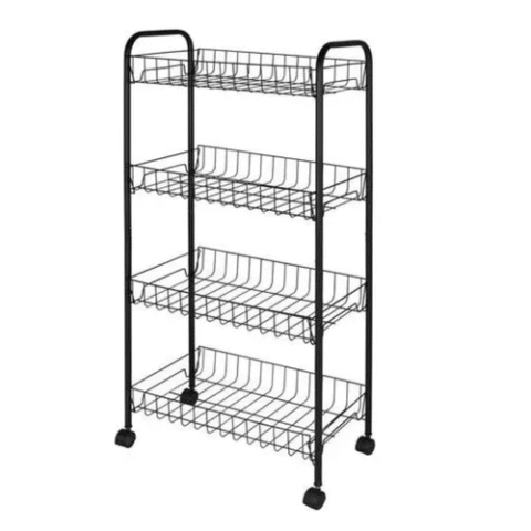 Mor Fruteira com Rodas 4 Andares Preta