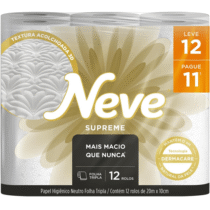 Neve Papel Higiênico Supreme Folha Tripla 20m – 12 Rolos