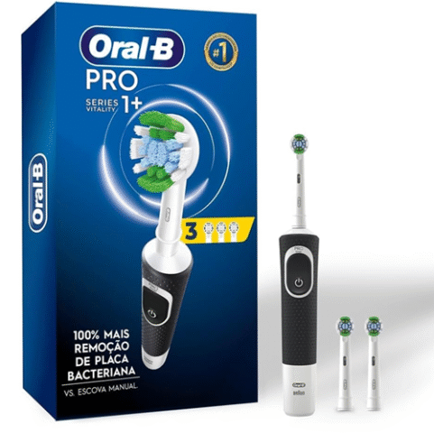 Oral-B PRO Series 1+ Escova de Dentes Elétrica com 3 refis Precision Clean Preta