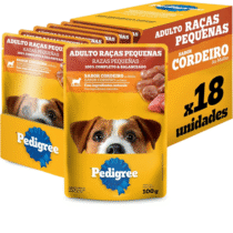 Pack 18 Saches Ração Úmida Pedigree Cordeiro ao Molho para Cães Adultos de Raças Pequenas 100g