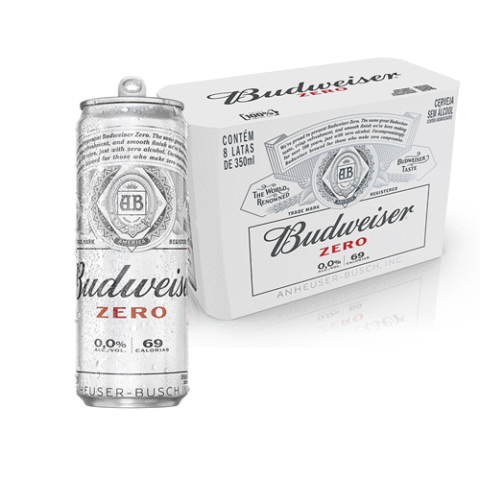 Cerveja Budweiser Zero Álcool Pack 8 Latas 350ml Cada