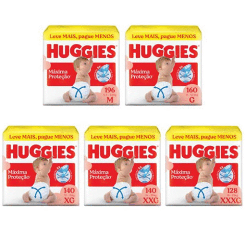 Pacotão Fralda Huggies Máxima Proteção (Todos os Tamanhos)