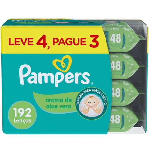 Lenços Umedecidos Pampers Aroma de Aloe Vera 192 Unidades