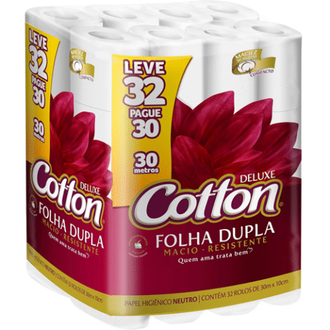 Papel Higiênico Folha Dupla Neutro 32 Rolos 30cm Cotton