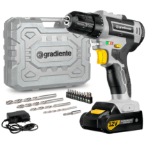 Parafusadeira Furadeira Gradiente GPB12V 3/8 a Bateria Cinza