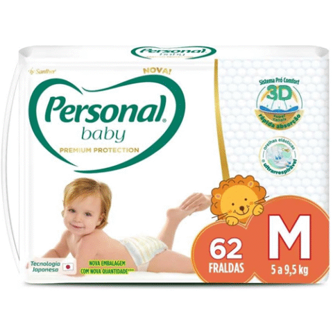 Personal Fralda Baby Premium Protection M 62 Unidades