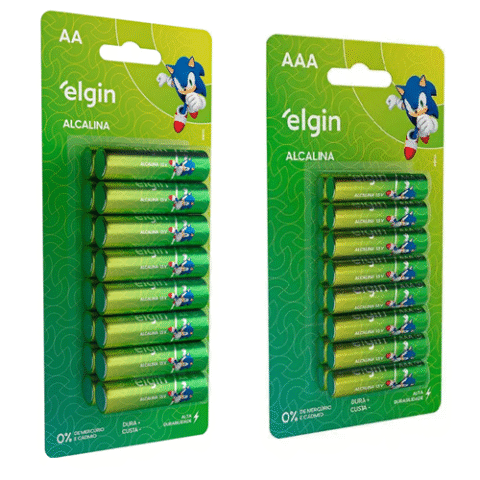 Pilha Alcalina Elgin AAA ou AA com 16 unidades