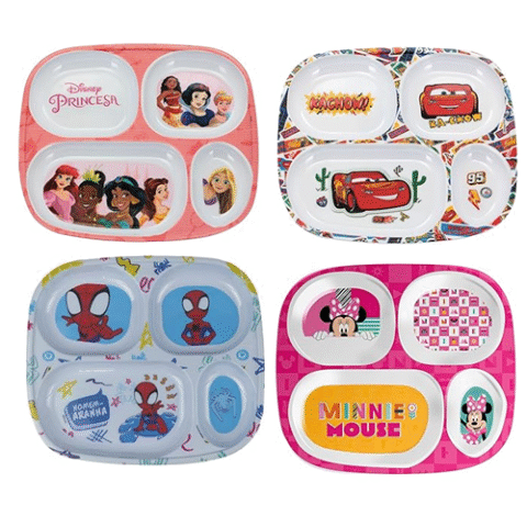 Prato com Divisória de Melamine Linha Disney – Tuut