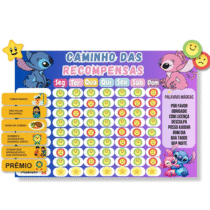 Quadro De Rotinas e Incentivo Infantil Stitch E Angel