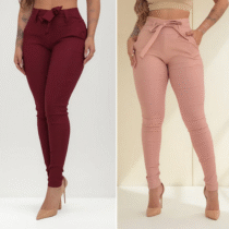 Calça Feminina Social Com Lycra Clochard Laço Amarra Slim Calça Feminina Social Com Lycra Clochard Laço Amarra Slim