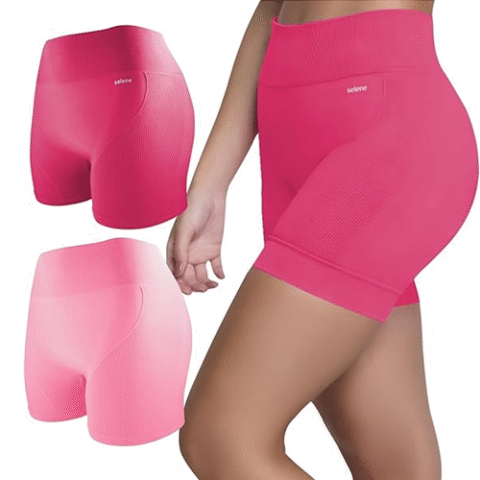Kit 2 Shorts Academia Sem Costura Canelado Fitness Selene
