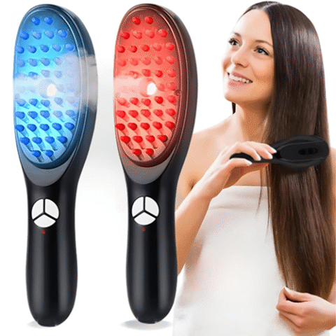 Escova Massageadora com Laser 4 em 1 – Tratamento Capilar e Antiqueda
