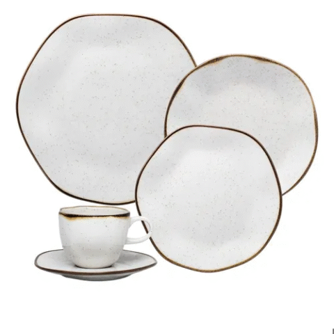 Aparelho de Jantar e Chá Ryo Maresia 20 Peças em Porcelana Oxford