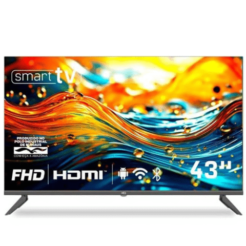 Smart TV HQ 43″ Full HD tela sem bordas Sistema Android Design Slim HQS43NKHM