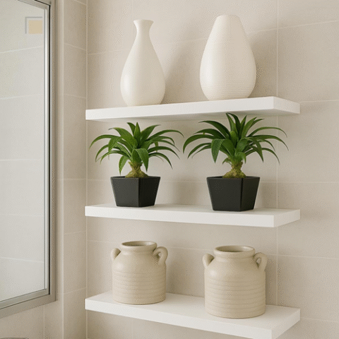 Kit 3 Prateleiras MDF 60cm Suporte Invisível Incluso (Branco)