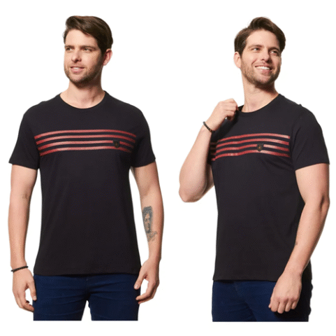 Camiseta Reserva Estampada Flamengo Listras Peito
