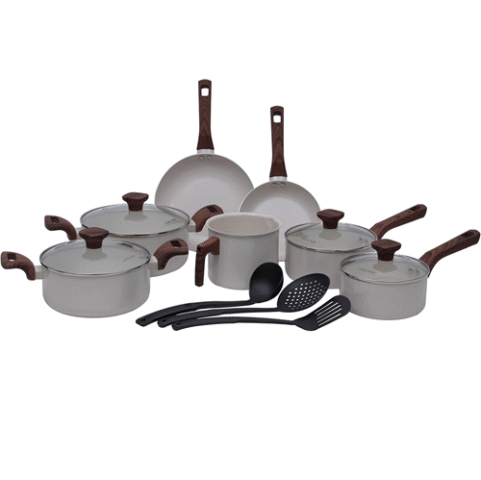 Mimo Style Jogo de Panelas Cerâmica 10 Peças Indução Pratic Cook Marmol