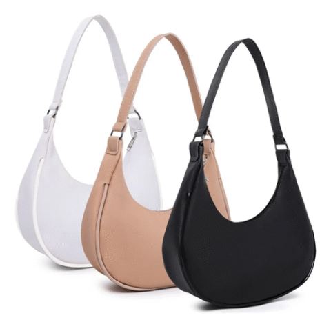 Kit 3 Bolsas Feminina Tote Pequena Meia Lua Baguete Elegante