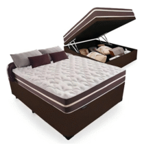Cama Box Baú Casal + Colchão De Molas Classic Superlastic Cor Marrom