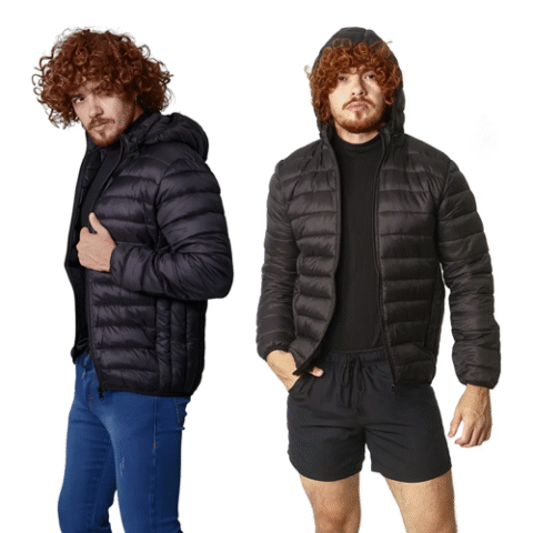 Jaqueta Puffer Bobojaco Masculina Corta Vento C/ Bolso Capuz