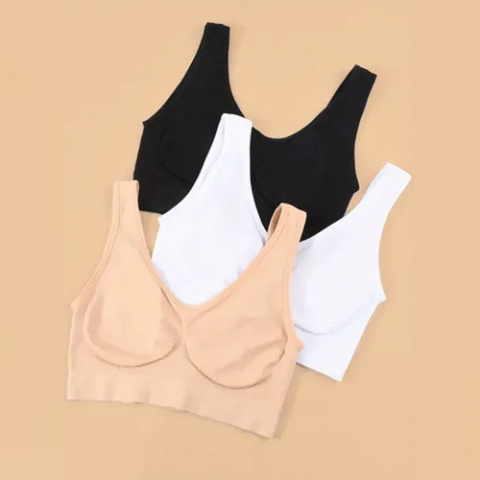 Kit 3 Sutiã Top Regata Microfibra Sem Costura Com Bojo
