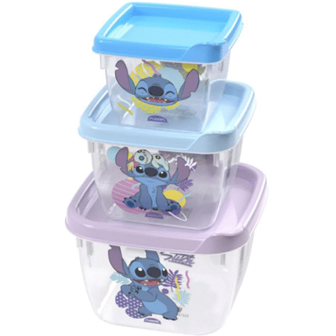 Kit 3 Potes Quadrados Stitch Plasútil