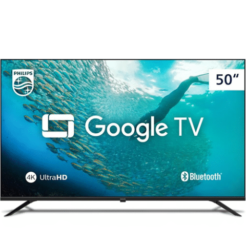 Smart TV Philips 50″ 4K HDR 50PUG7019/78, Google TV, Comando de Voz e Bluetooth