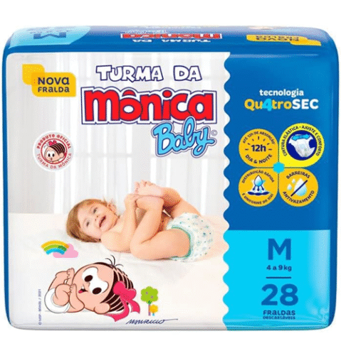 Fralda Turma da Mônica Baby Jumbo M 28 Unidades
