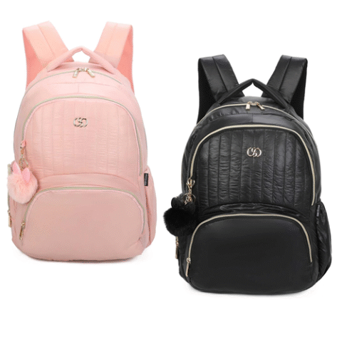 Santino Bolsa Mochila Grace Poliéster Preta ou Rosa