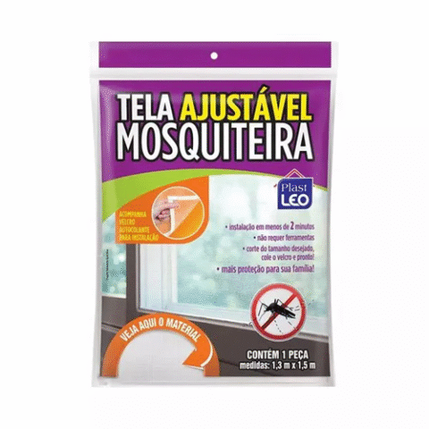 Tela Mosqueteira Ajustável 1,30m x 1,50m com Velcro Auto-Colante