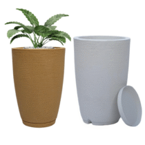 Vaso Polietileno Para Plantas Jardim Sala Luxo Cone Bojo acompanha Prato