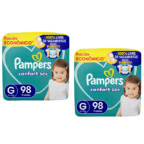 2 Pacotes Fraldas Pampers Confort Sec G 98 unidades