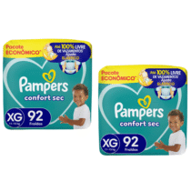 2 Pacotes Fraldas Pampers Confort Sec XG 92 Unidades